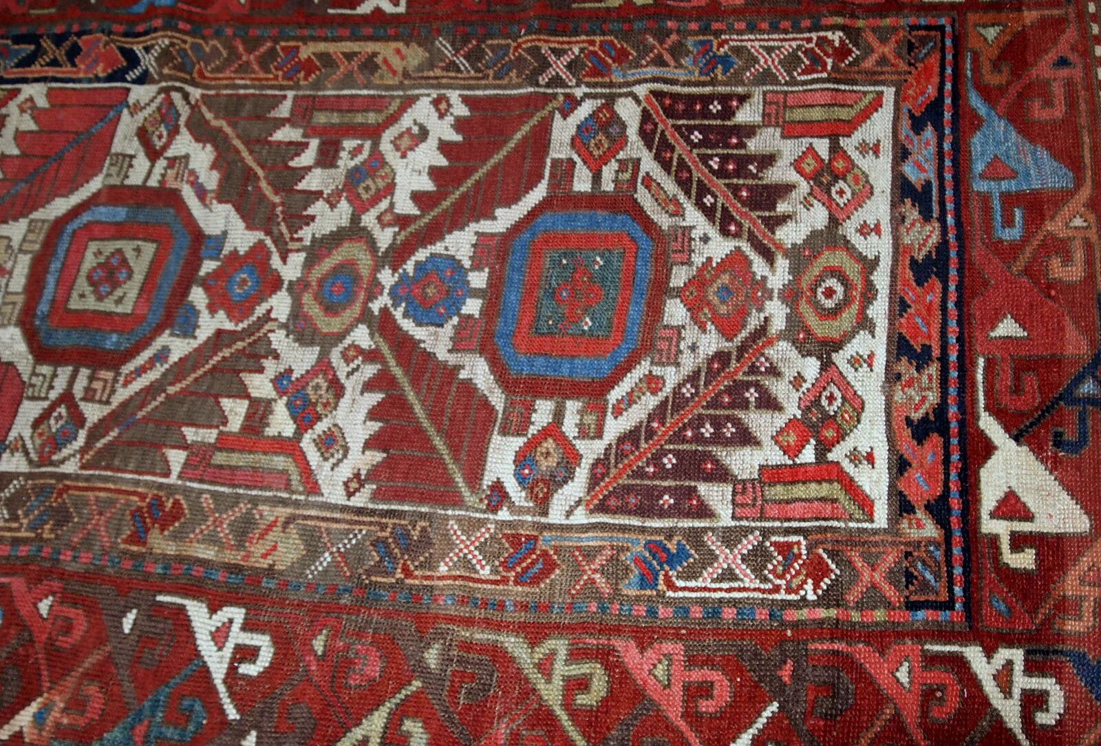 Tapis couloir antique fait main du Nord-Ouest persan 4' x 14,3' (122 cm x 436 cm) années 1840 - 1B658