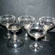 Series of 5 champagne glasses in crystal cut with