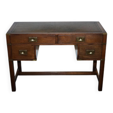 Vintage Military Campaign Desk with Leather Top from Harrods London