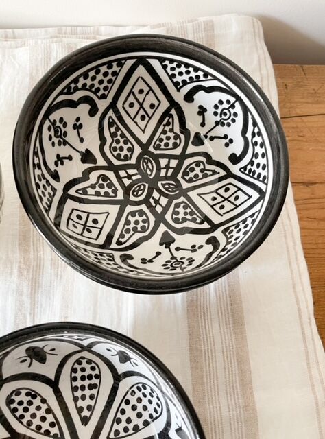 Lot of 6 black ceramic bowls