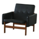 Oak and leather armchair, created by Jørgen Bækmark for FDB Møbler, Denmark, 1960s.