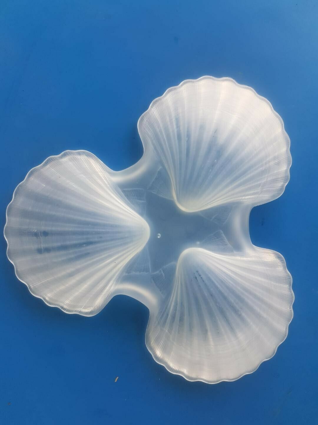 Empty cut molded glass pocket press decoration with three shells