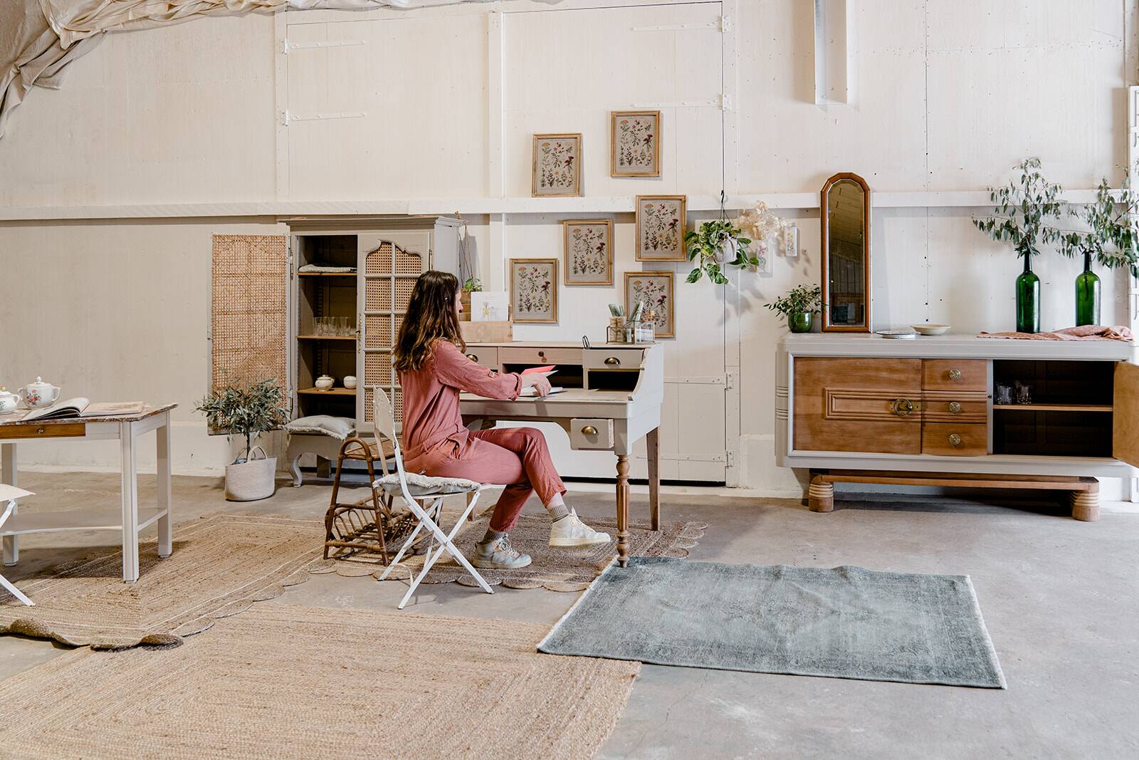 Wood & marble console