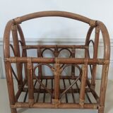 Wicker and bamboo magazine rack