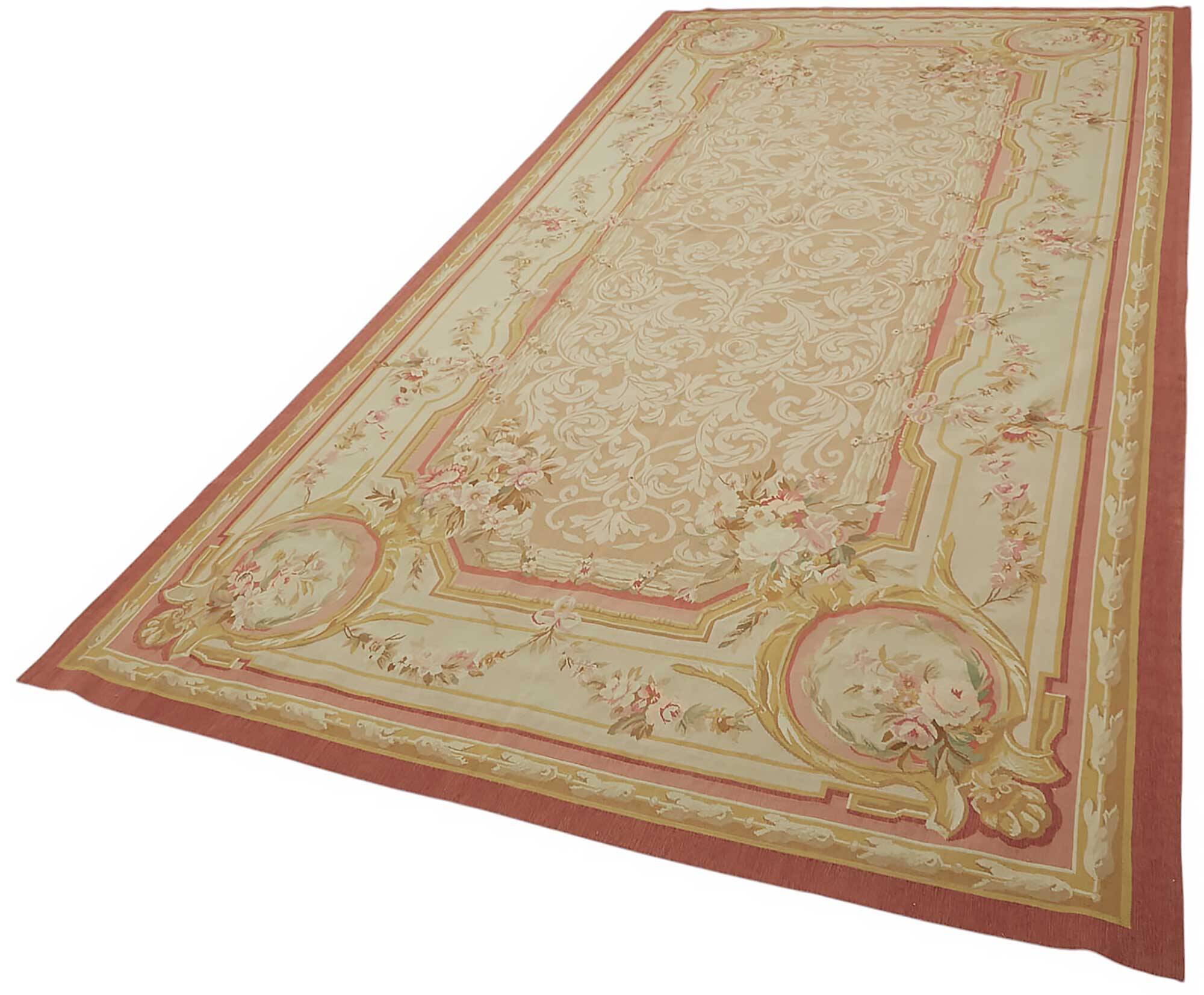 Handmade European Vintage Aubusson Kilim 201 cm x 405 cm
