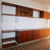 Modular String shelving system Nisse shelf Teak wall shelf 60s