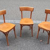 Set of 3 curved wood bistro chairs