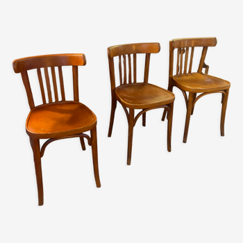 Trio of vintage Baumann bistro chairs