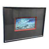 Gouache painting Marine at sea by storm signed Schmitt