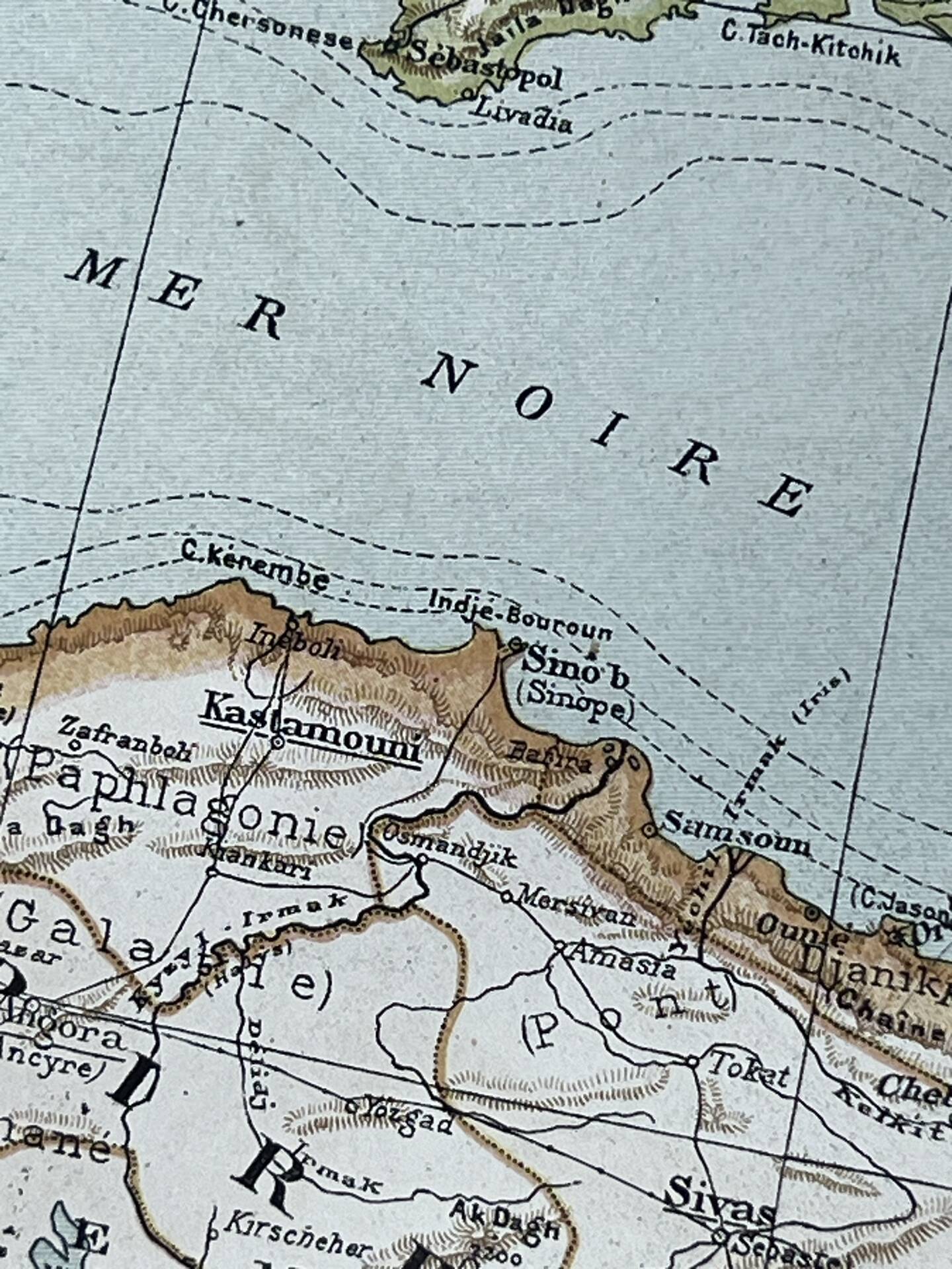 Carte originale Caucase et Pamir 53x37cm - 1905