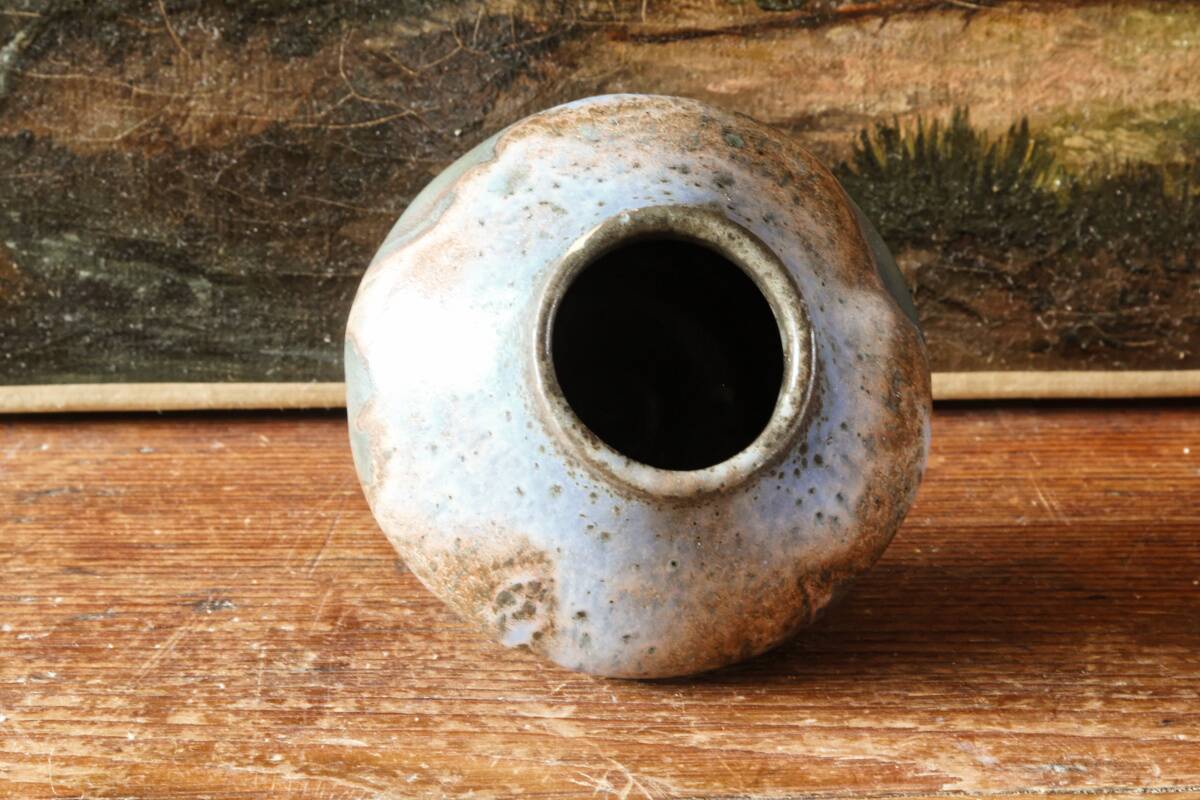 Petit vase en grès, monogrammé HR, glaçure expérimentale, début 20ème