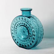 Teal Sunburst Blue Bubble Glass Vase / Erich Jachmann for WMF / 1960s