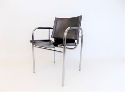 Fauteuil en cuir Strässle HE par Hans Eichenberger