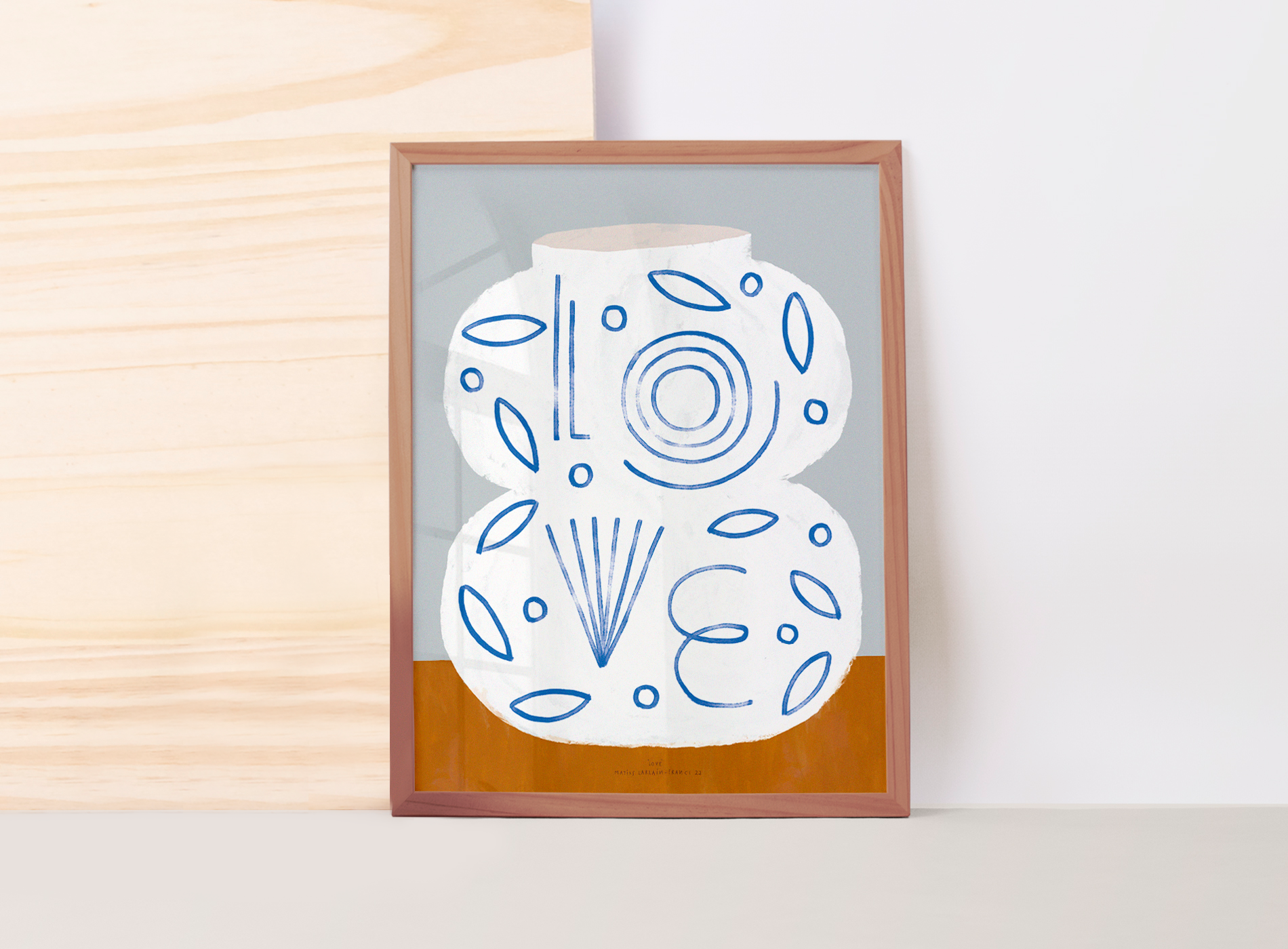 Pop-up Christmas 22 - Wall poster white vase with the word love 50cm*70cm