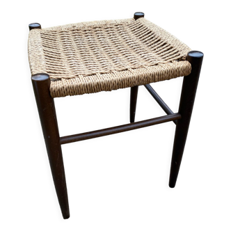 Vintage wooden stool and rope