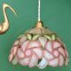 Suspension antique lampshade in pink mother-of-pearl