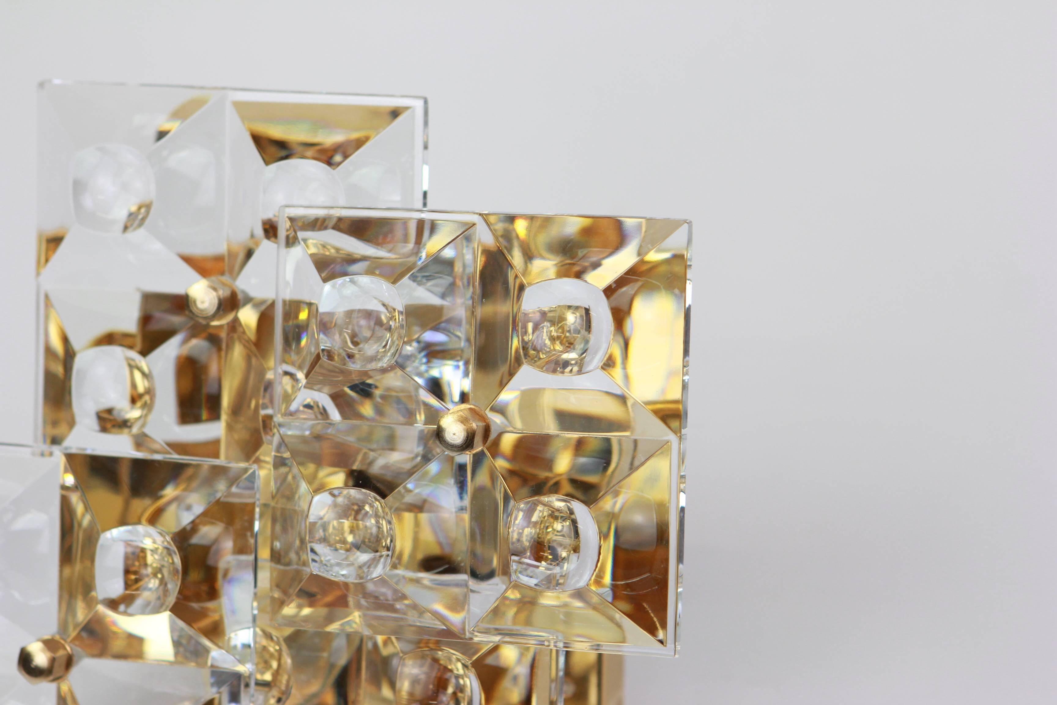 Pair of crystal wall lights by Kinkeldey, Germany, 1970s.