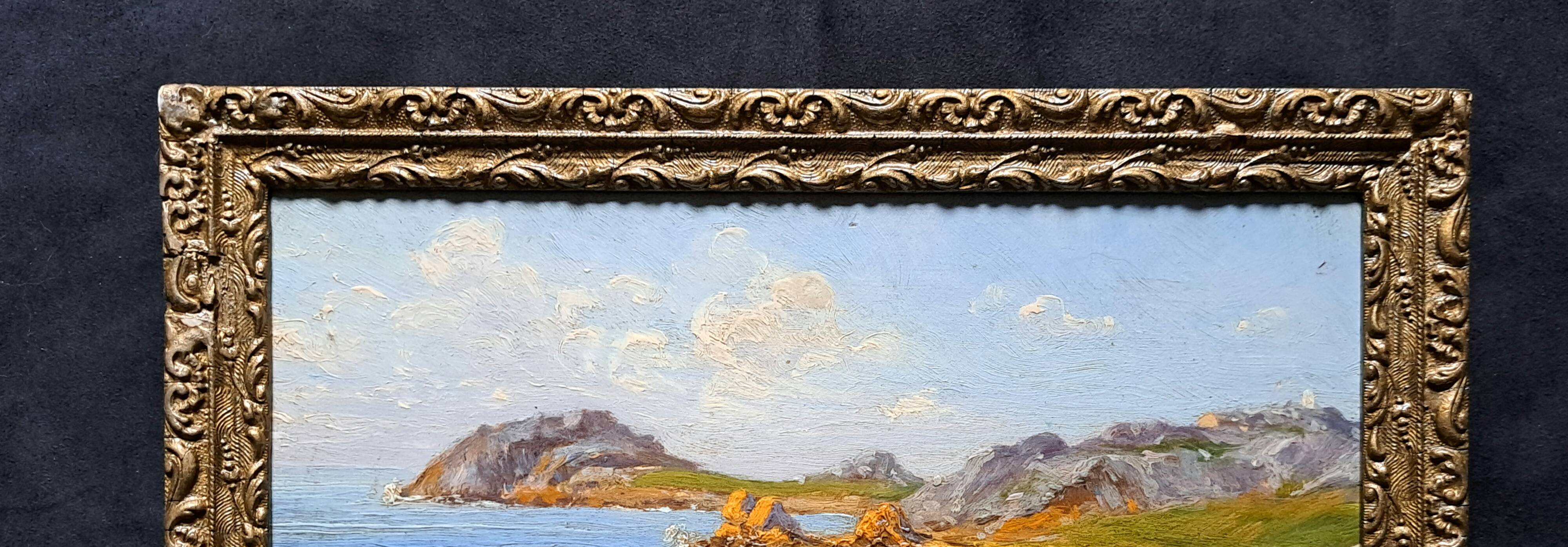 Post-Impressionist painting by Louis VALLET, oil on cardboard, Norman seascape.