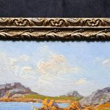 Post-Impressionist painting by Louis VALLET, oil on cardboard, Norman seascape.