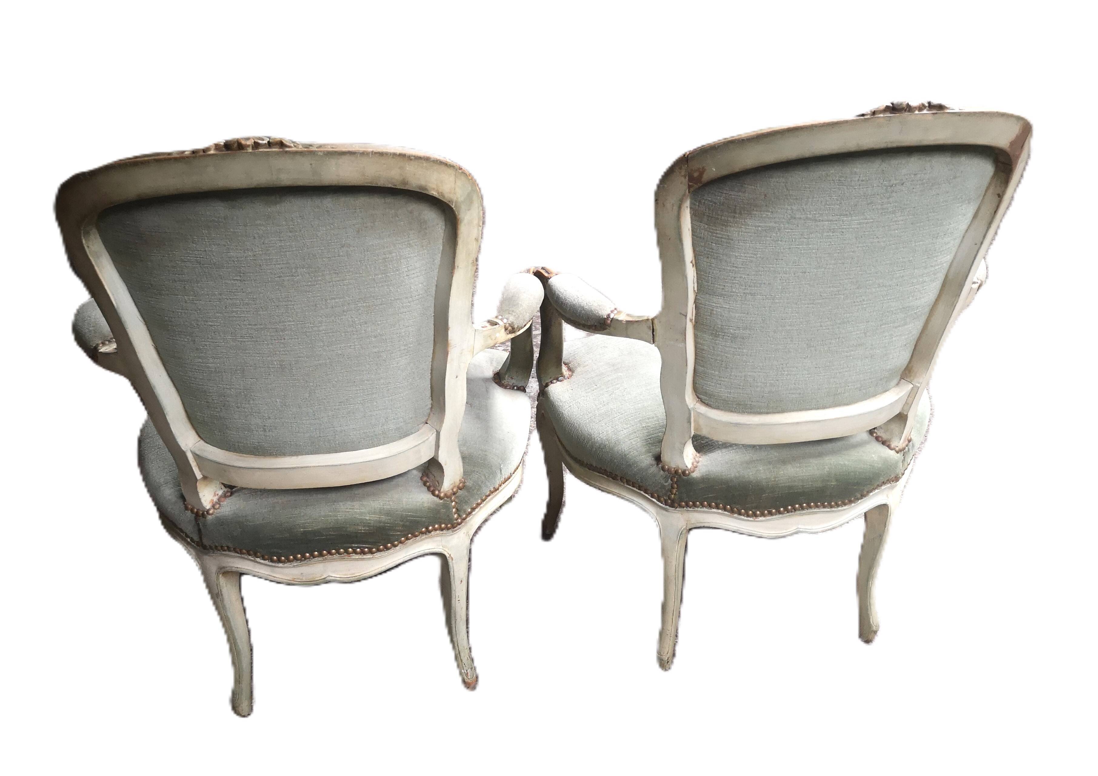 Pair of cabriolet armchairs in Louis XV style