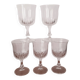 Chiseled stemware, set of 5 vintage water glasses
