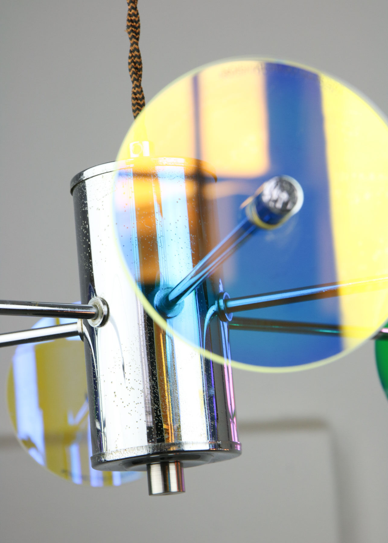 Vintage Italian Chrome Lamp Duo, 70s