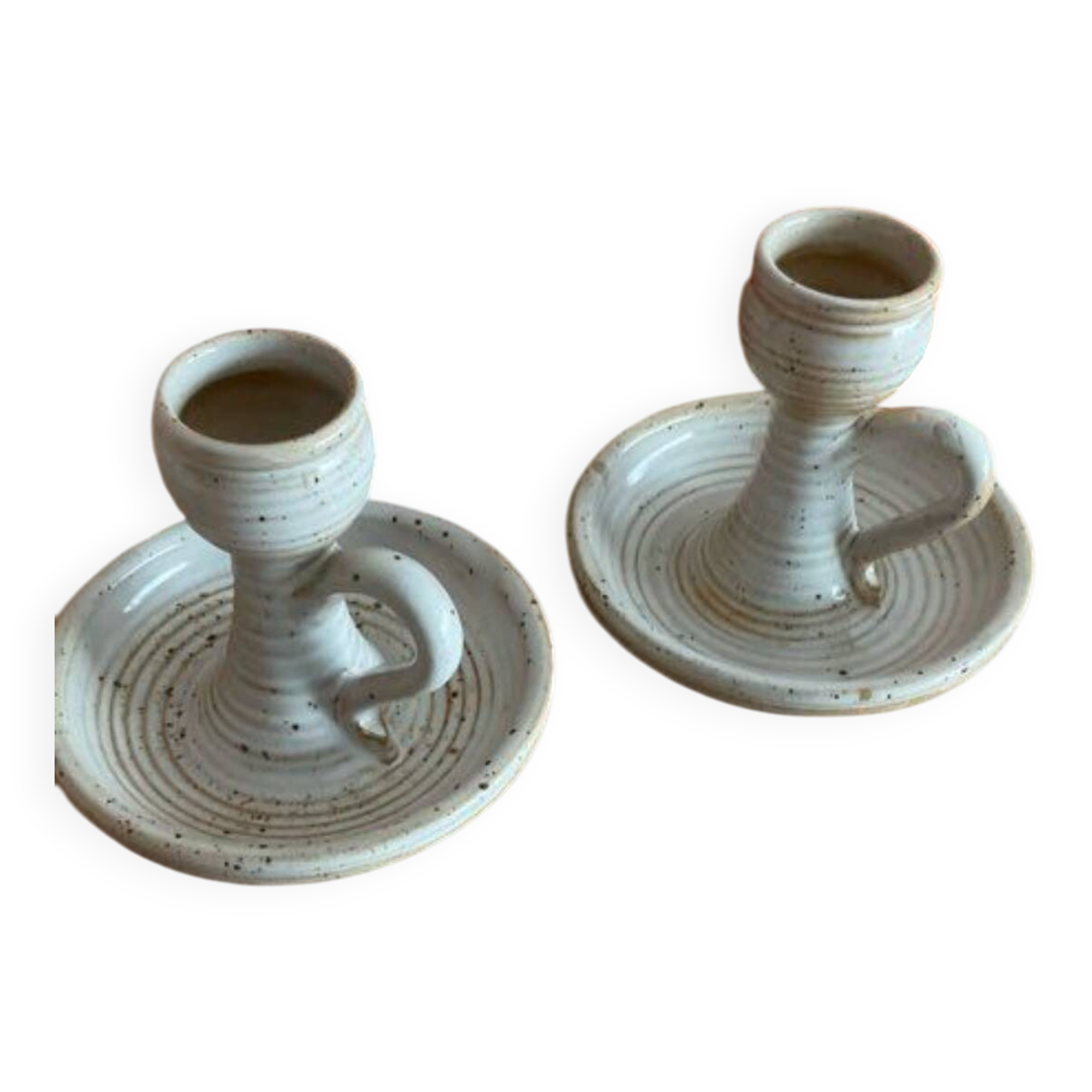Set of 2 stoneware candlesticks from the marsh.