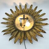 Large wall sconce "Sol" in gilded wrought iron – Spain, 1950s