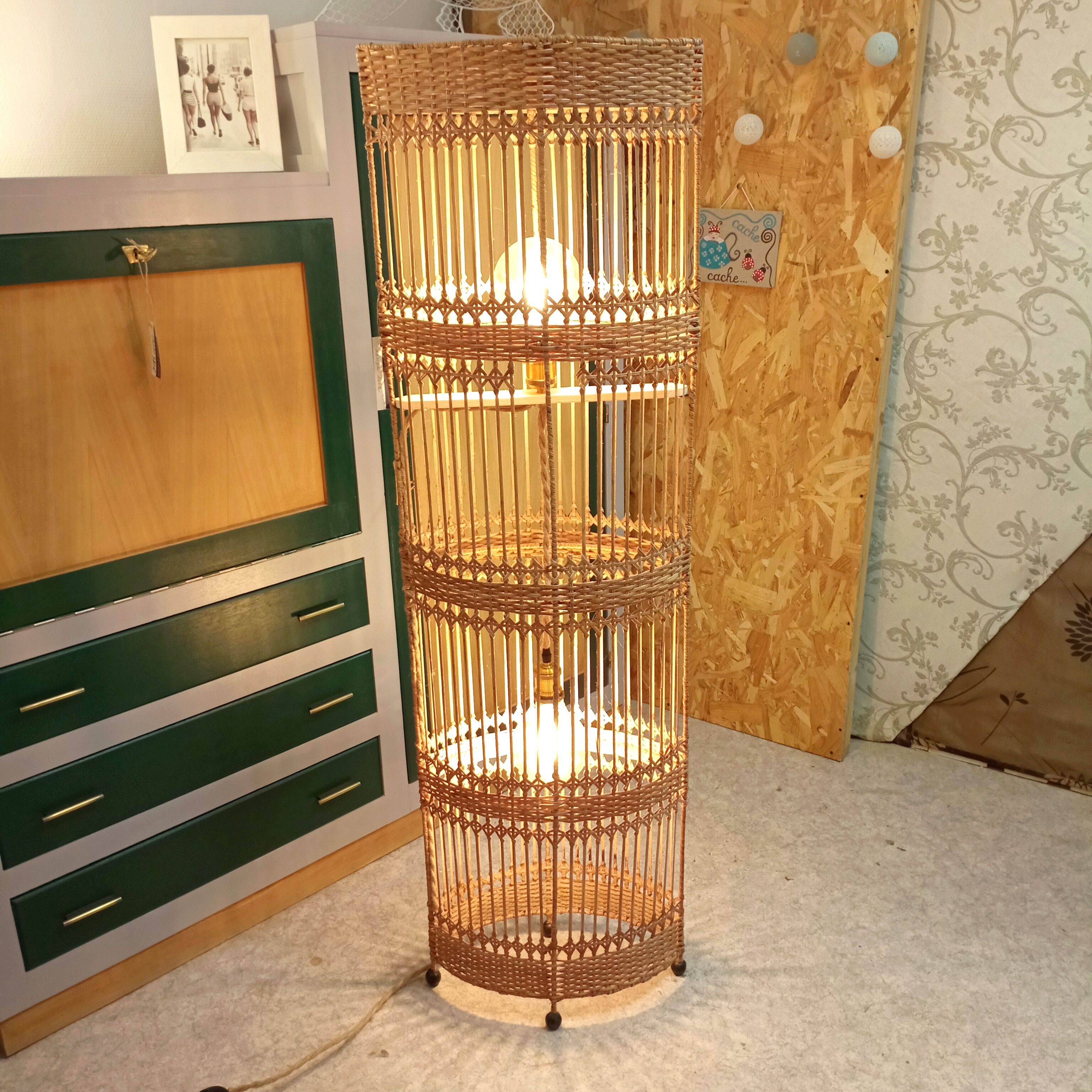 Wicker lamp unique piece