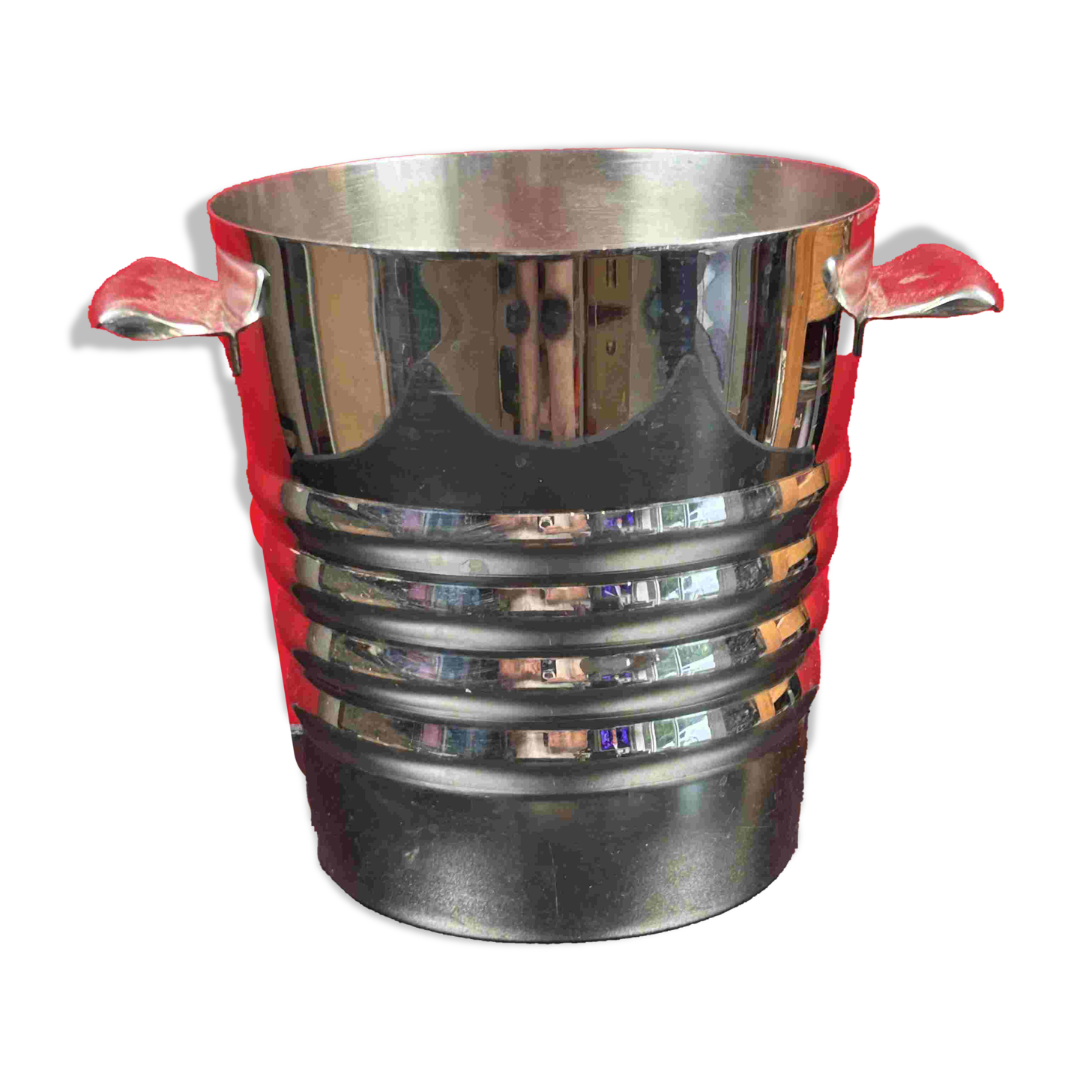 Ice Bucket, Champagne Bucket, Wine Bucket, 80s Vintage Stainless Steel 20 cm