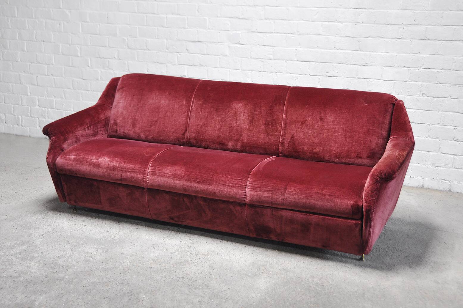 Mid-Century Italian Velvet 3-seater Sofa, 1950's