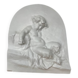 Bas relief sculpture plâtre mythologique « Faune » 
