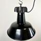 Industrial Black Enamel Factory Lamp with Cast Iron Top, 1960s