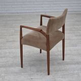 1960s, Danish chair, solid teak wood, furniture velour.