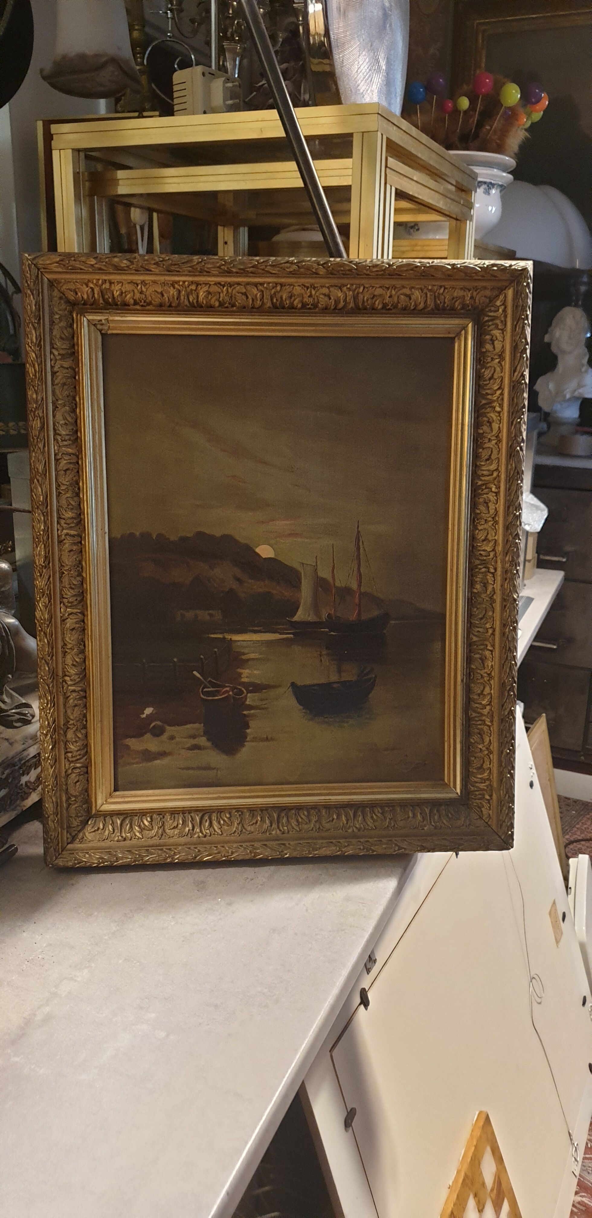 Safe oil Marine canvas in the moonlight