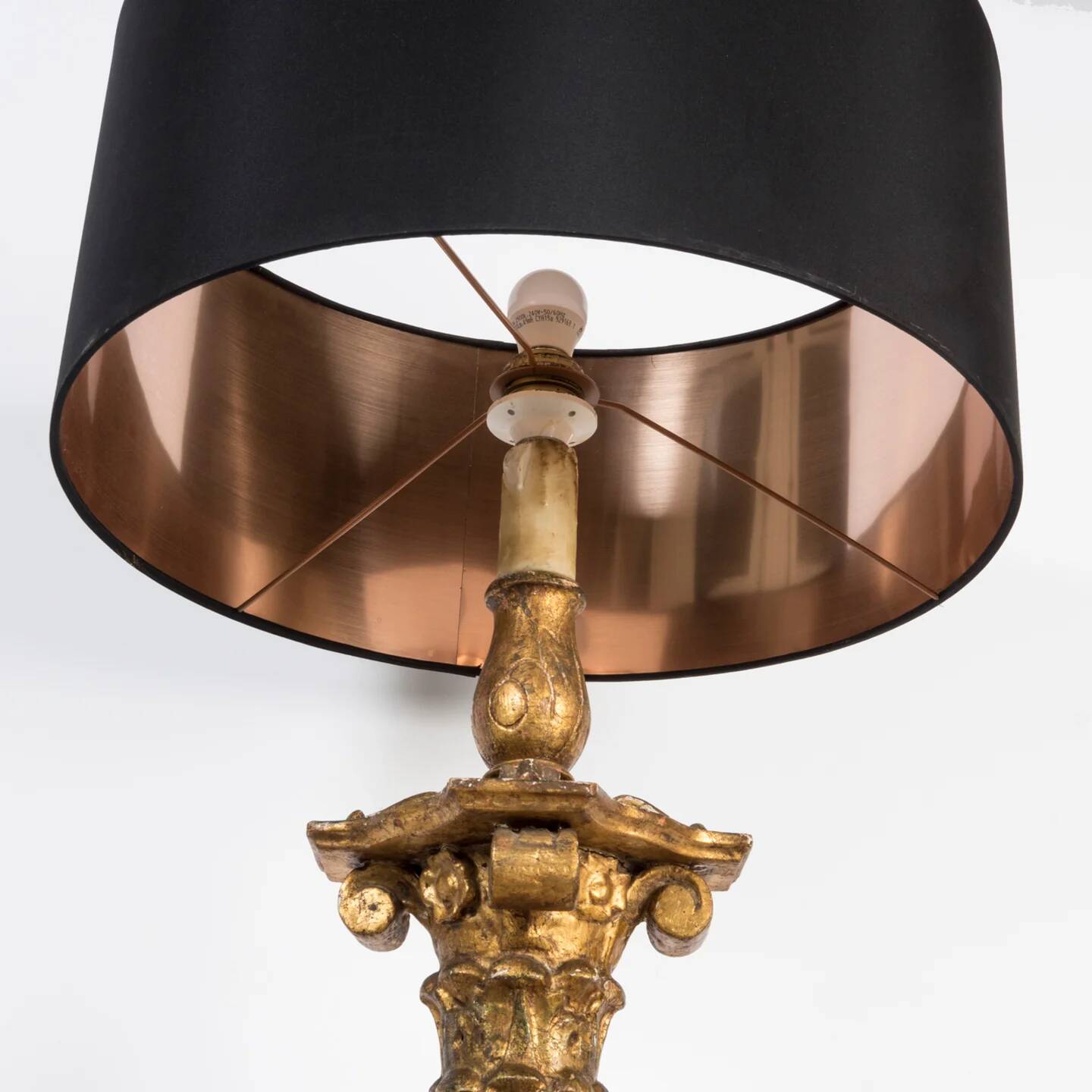 Antique Italian gilt wood standing floor lamp