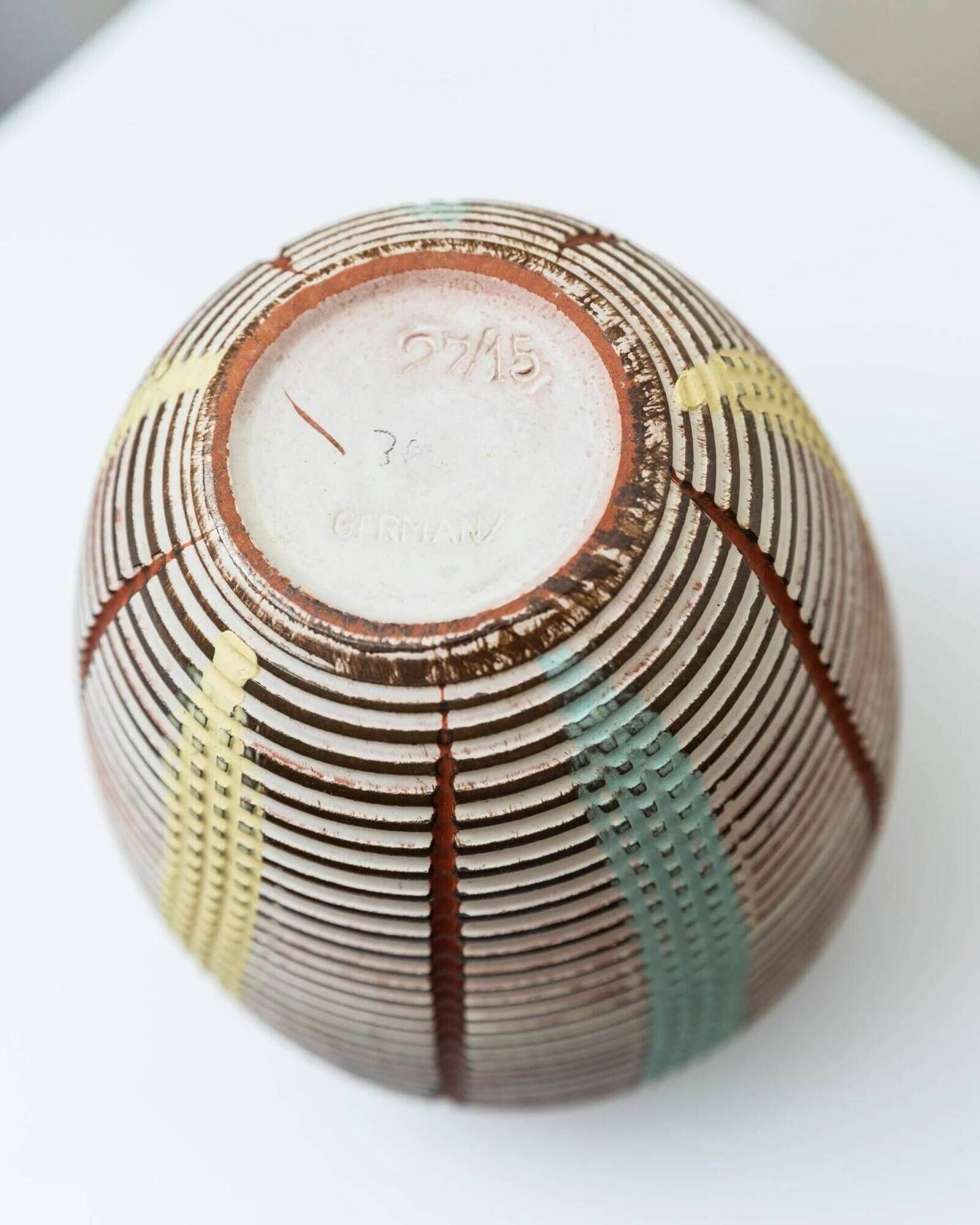Cream-ivory and multicolor ceramic vase No 27/15 by Dümler & Breiden, German 1960s Mid-Century