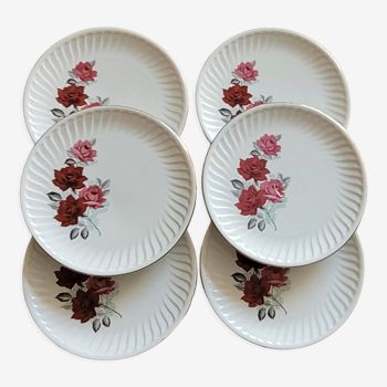 Set of 6 flowery plates