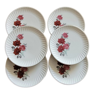Set of 6 flowery plates