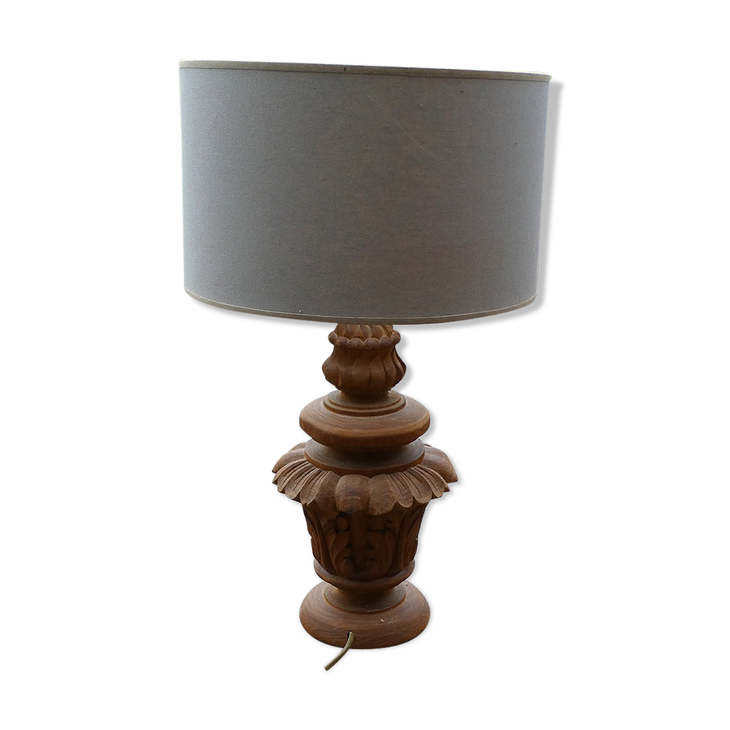 Vintage sculpted lamp and fabric lampshade