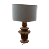 Vintage sculpted lamp and fabric lampshade