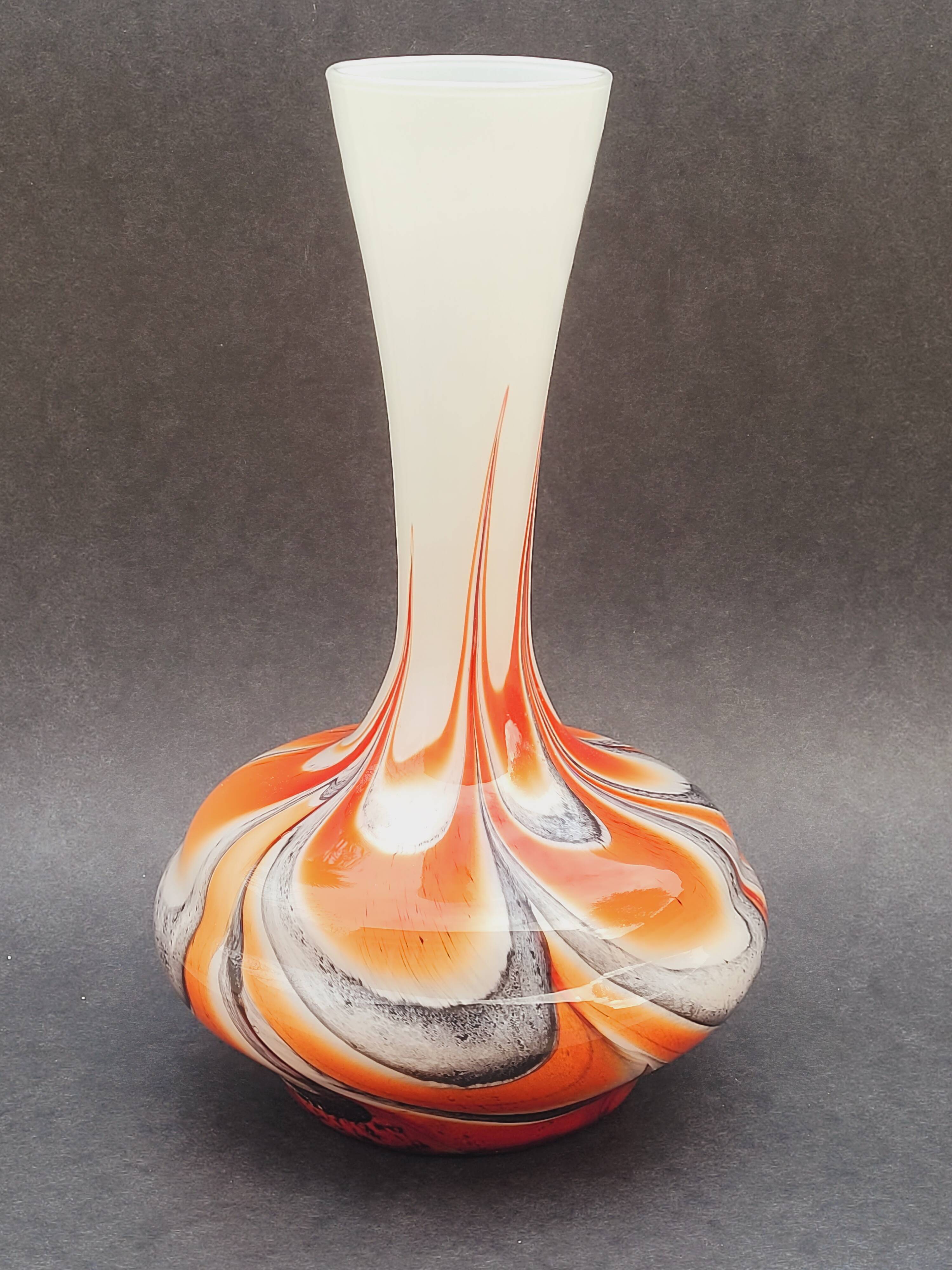 Vase Italy by Carlo Moretti 1970 opaline orange black