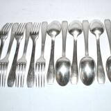 Set of 6 silver-plated Art Deco table spoons and 6 forks ARGENTAL near Boreal 21cm