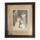 Indian vintage studio photo recolorized featuring 3 women in wooden frame