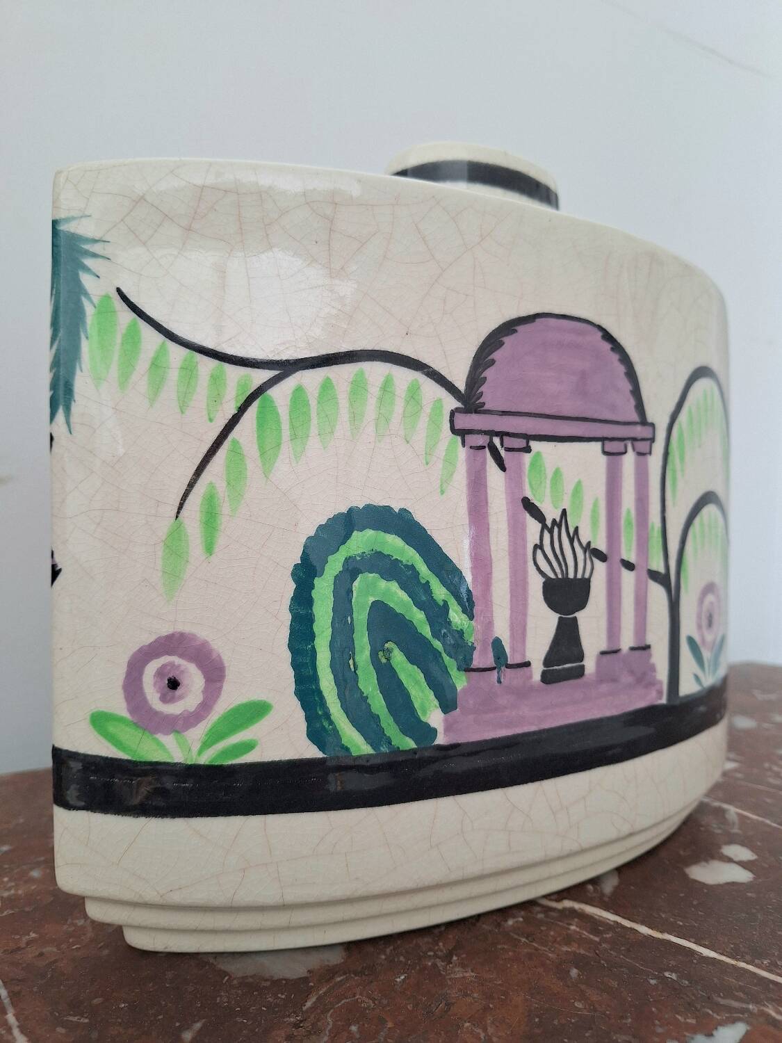 STR France Art Deco vase, vintage ceramic decoration
