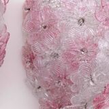 Set of 2 Murano Wall Light Pink Flower by Seguso, 1970