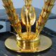 Exquisite Italian Golden Palm Tree Floor Lamp with 3 Sparkling Branches 70s