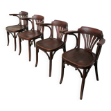 Set of 4 Vintage Bentwood Dining Chair: Mid-Century Thonet Style Armchair