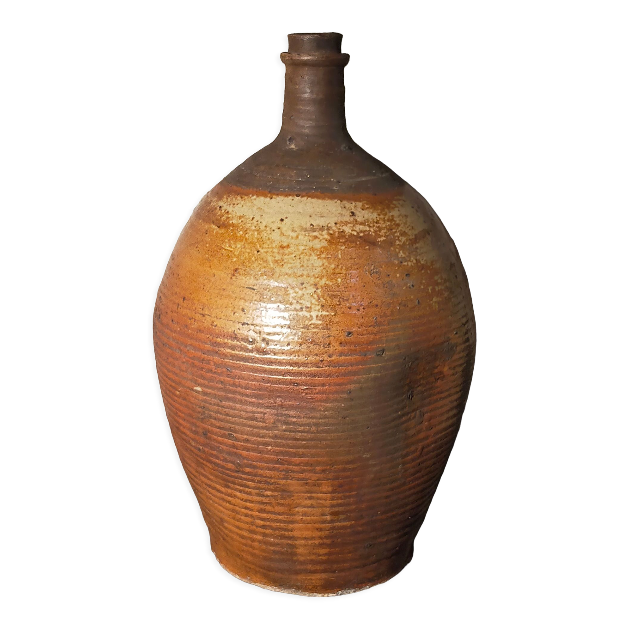 Potter bottle enamelled earth art-populaire XIXth