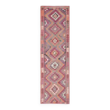 Tapis de couloir Oushak turc en laine et coton fait main, années 1970